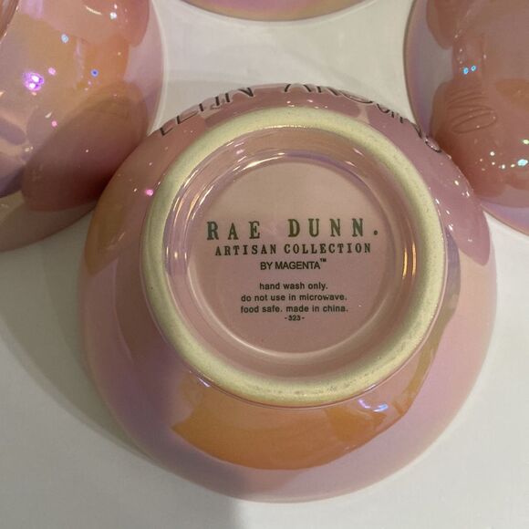 Rae Dunn Ceramic glazed Pink Iridescent "Elfin Around" Bowls 12oz CHRISTMAS - Picture 5 of 10